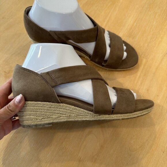 Lifestride Womens Siesta Brown Espadrille Open Toe Suede Wedge Sandal Size 8 - Picture 2 of 10